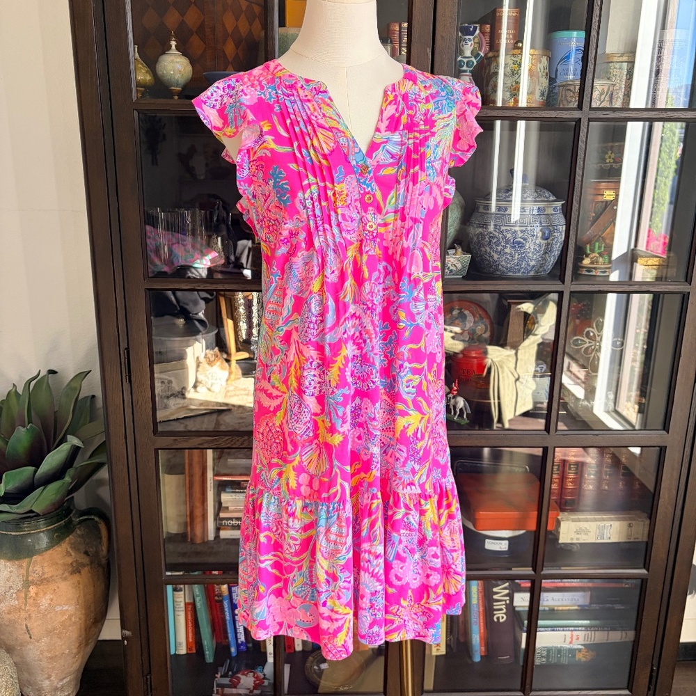 Lilly Pulitzer, Golda Flutter Sleeve Dress, size XXS